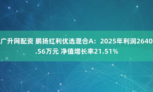 广升网配资 鹏扬红利优选混合A：2025年利润2640.56万元 净值增长率21.51%